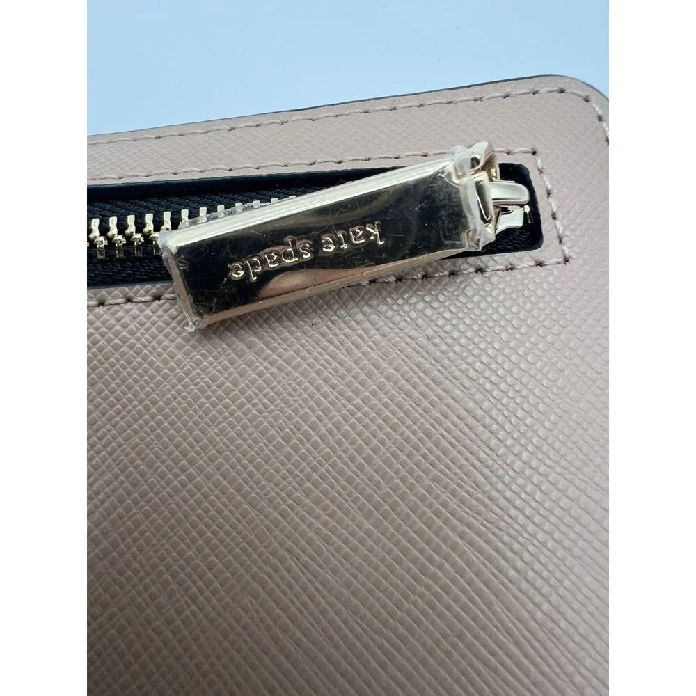 Kate Spade Staci Wallet Madison Colorblock Large Slim Bifold Wallet Black Beige.